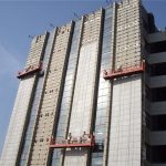 suspended platform and window cleaner for tall building