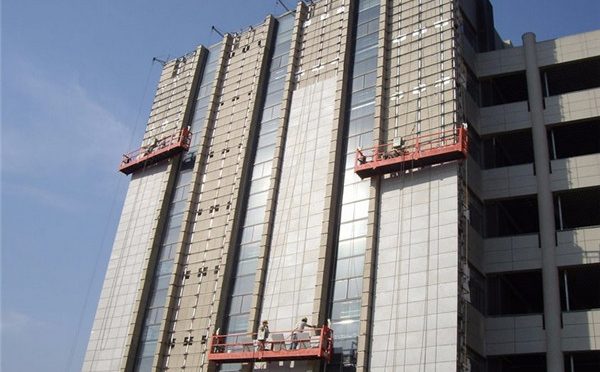 suspended platform and window cleaner for tall building